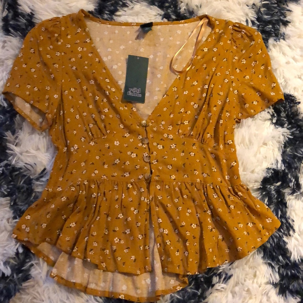 Mustard floral crop top